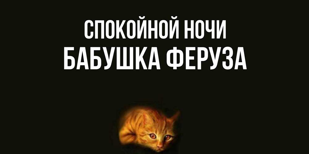 Открытка на каждый день с именем, Бабушка-Феруза Спокойной ночи кот Прикольная открытка с пожеланием онлайн скачать бесплатно 