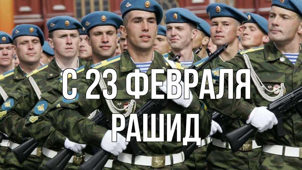 Открытка на каждый день с именем, Рашид С 23 февраля 23 февраля Прикольная открытка с пожеланием онлайн скачать бесплатно 