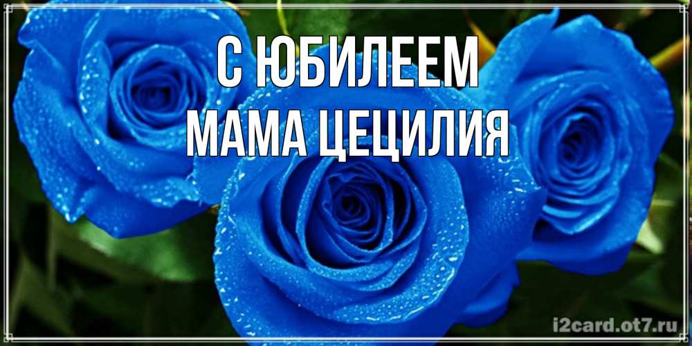 Открытка на каждый день с именем, Мама-Цецилия С юбилеем розы с синим цветом Прикольная открытка с пожеланием онлайн скачать бесплатно 