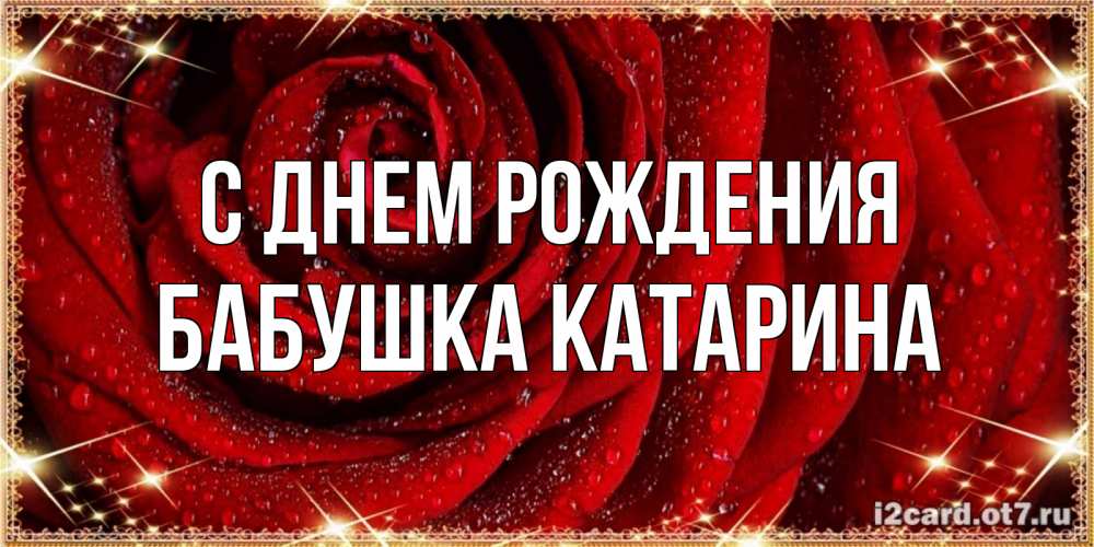 Открытка на каждый день с именем, Бабушка-Катарина С днем рождения роса на розе блестящая в лучах солнца Прикольная открытка с пожеланием онлайн скачать бесплатно 