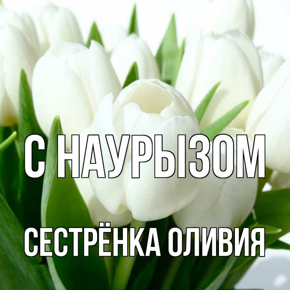 Открытка на каждый день с именем, Сестрёнка-Оливия С наурызом цветы Прикольная открытка с пожеланием онлайн скачать бесплатно 