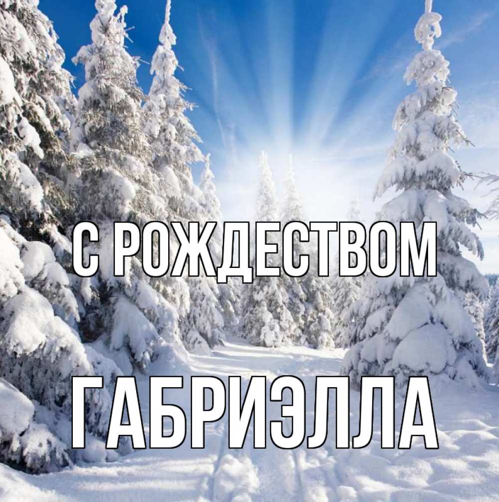 Открытка на каждый день с именем, Габриэлла С рождеством зима, лес Прикольная открытка с пожеланием онлайн скачать бесплатно 