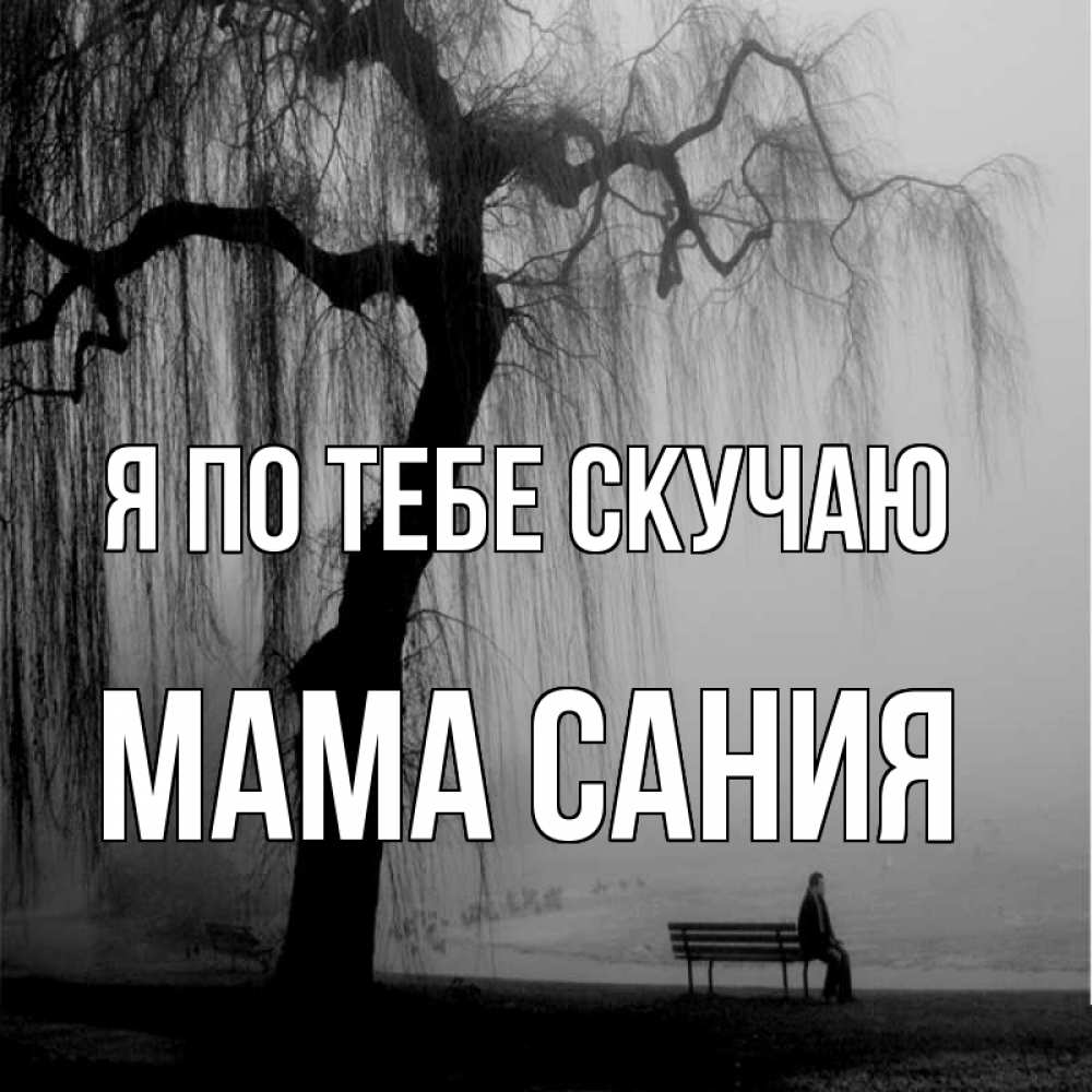 Открытка на каждый день с именем, Мама-Сания Я по тебе скучаю лавочка под деревом я жду тебя Прикольная открытка с пожеланием онлайн скачать бесплатно 