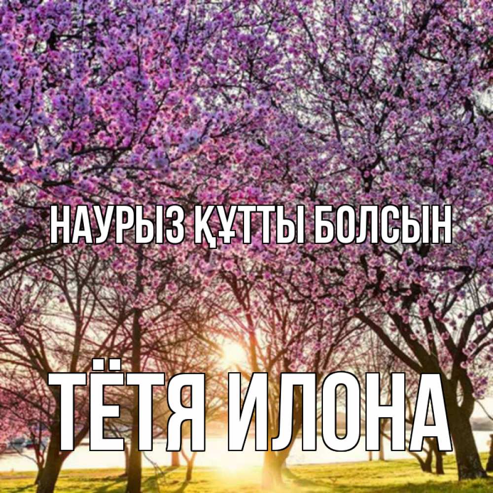 Открытка на каждый день с именем, Тётя-Илона Наурыз құтты болсын наурыз Прикольная открытка с пожеланием онлайн скачать бесплатно 