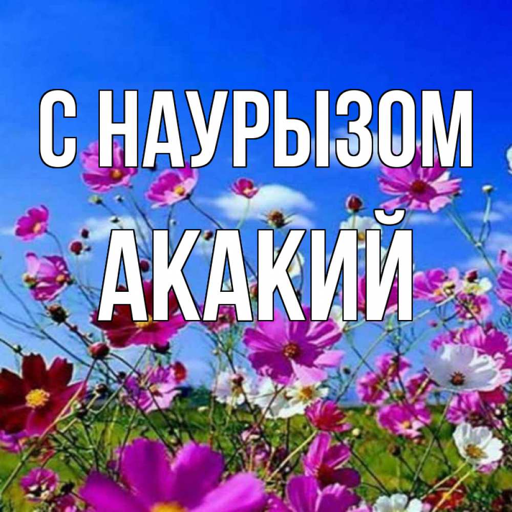 Открытка на каждый день с именем, Акакий С наурызом цветы Прикольная открытка с пожеланием онлайн скачать бесплатно 