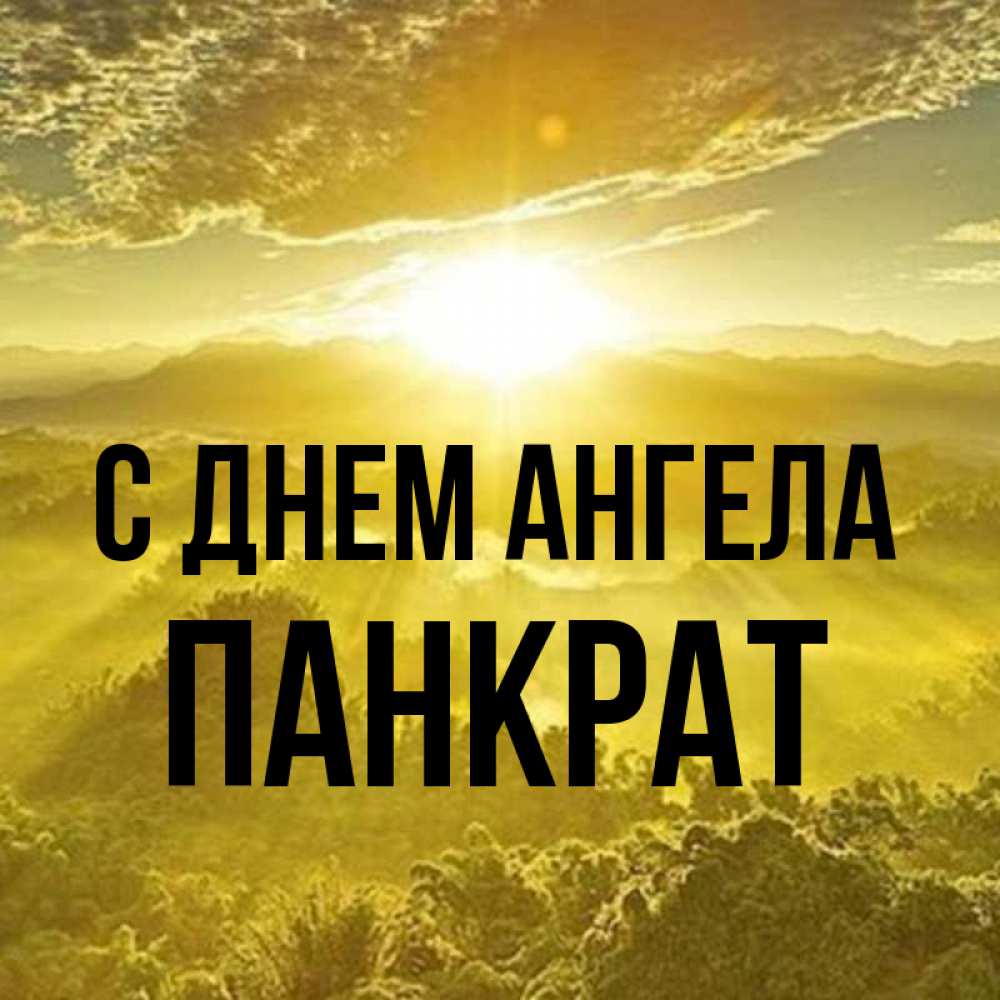Открытка на каждый день с именем, Панкрат С днем ангела леса и небо в желтом Прикольная открытка с пожеланием онлайн скачать бесплатно 