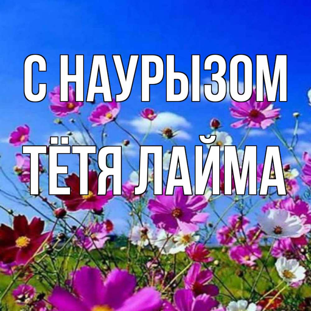 Открытка на каждый день с именем, Тётя-Лайма С наурызом цветы Прикольная открытка с пожеланием онлайн скачать бесплатно 