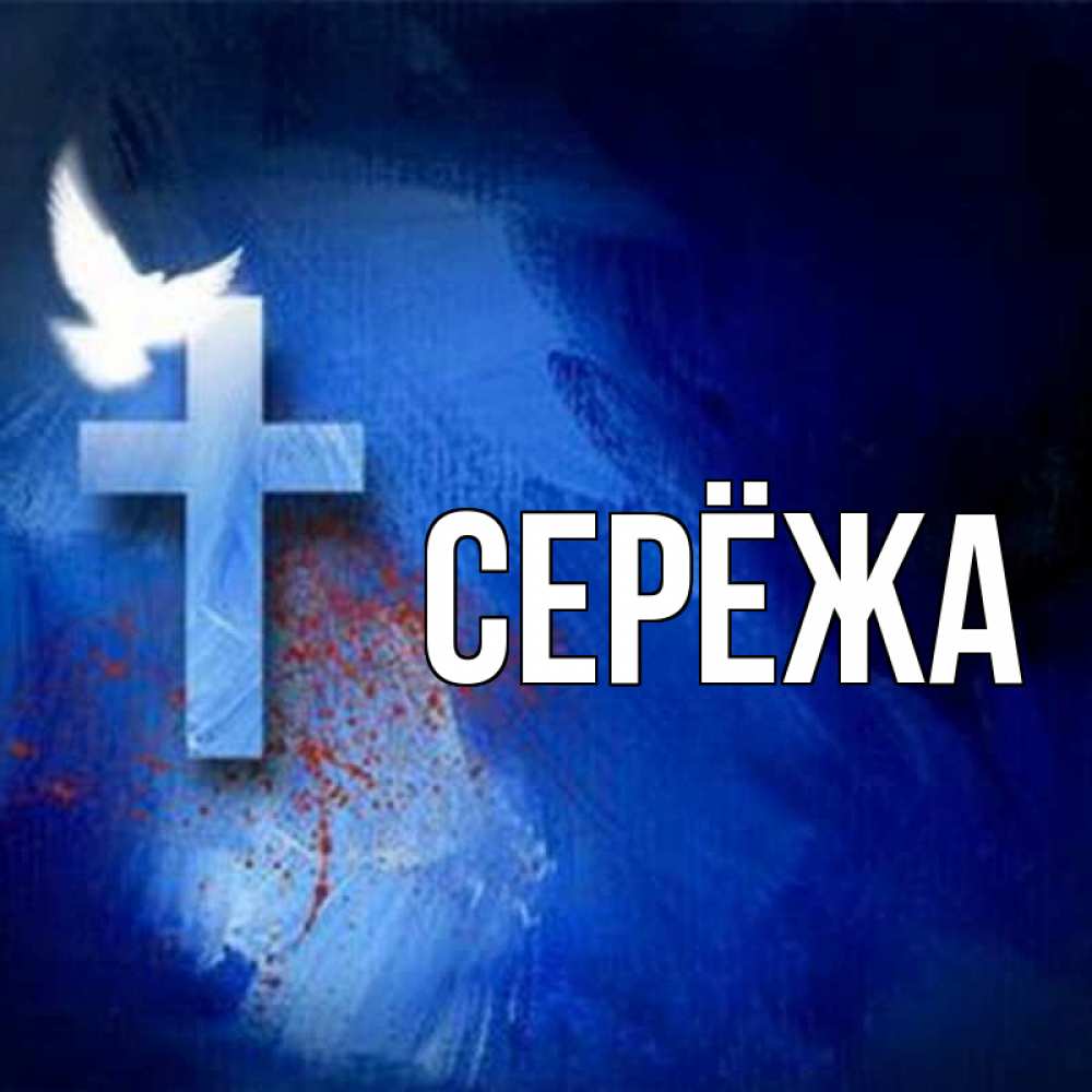 Открытка на каждый день с именем, Серёжа Главная Синий фон и птица Прикольная открытка с пожеланием онлайн скачать бесплатно 