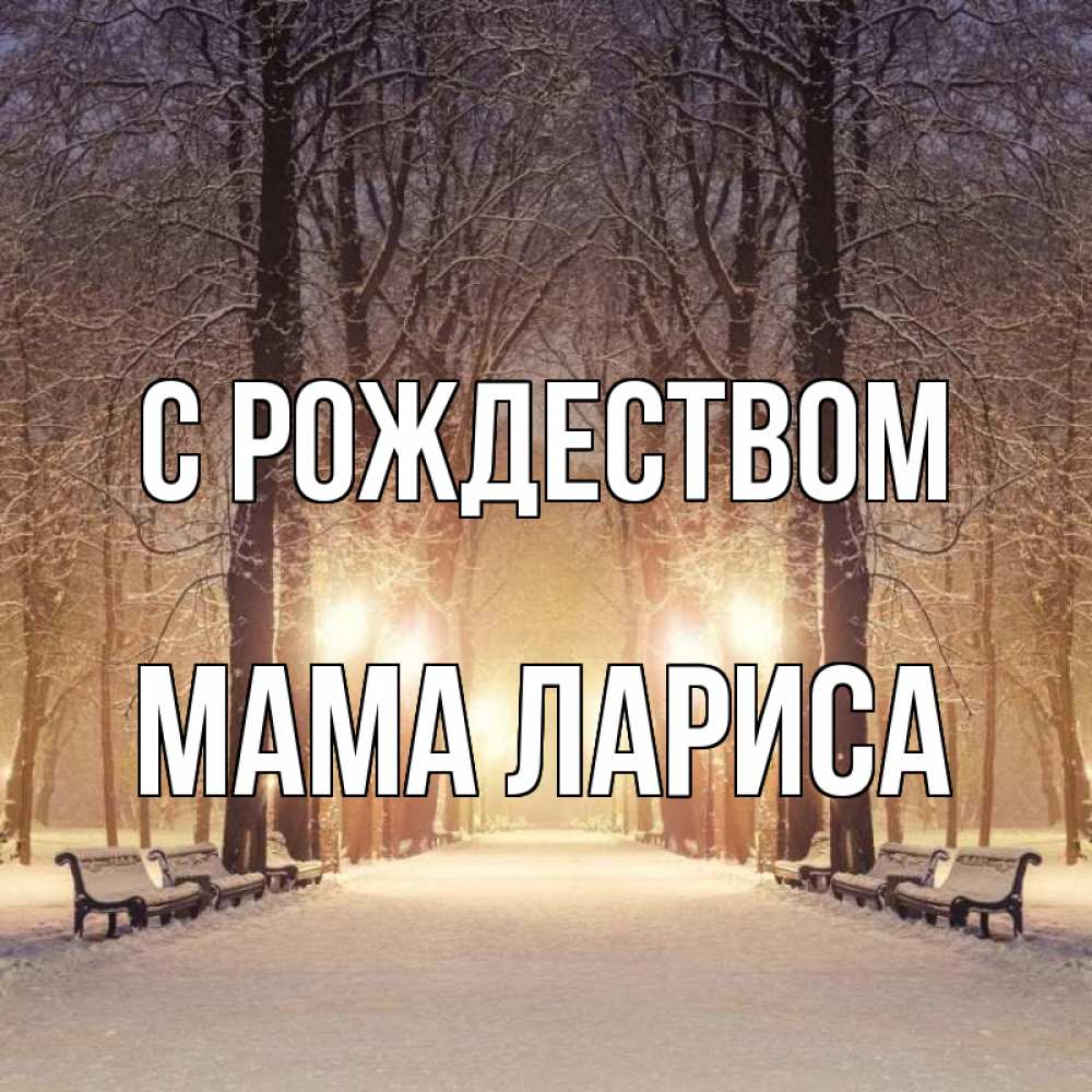 Открытка на каждый день с именем, Мама-Лариса С рождеством зима, парк, фонарь, лес Прикольная открытка с пожеланием онлайн скачать бесплатно 