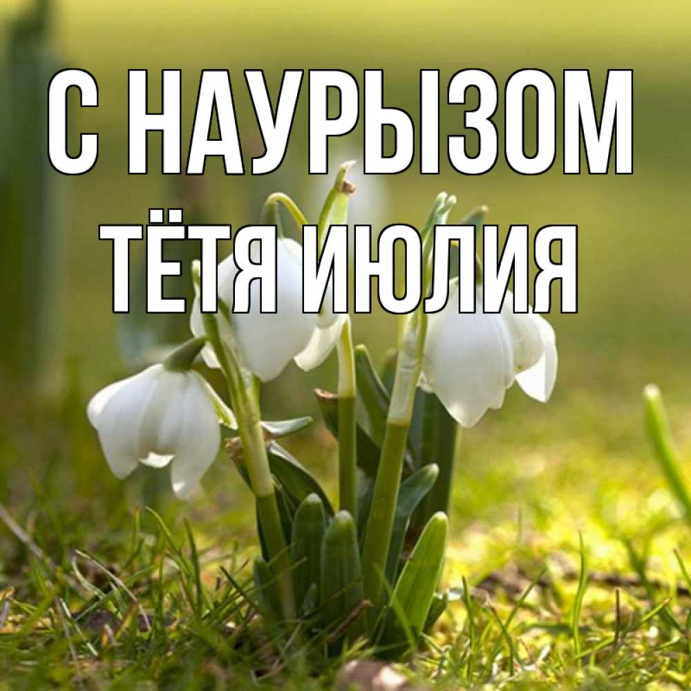 Открытка на каждый день с именем, Тётя-Июлия С наурызом ранние цветы 2 Прикольная открытка с пожеланием онлайн скачать бесплатно 