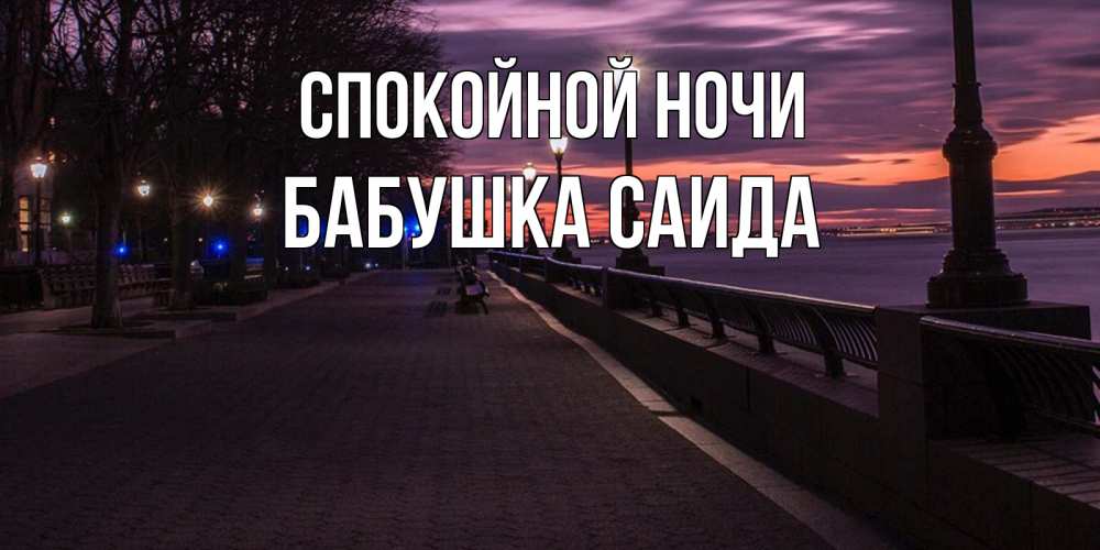 Открытка на каждый день с именем, Бабушка-Саида Спокойной ночи фонари на фоне реки Прикольная открытка с пожеланием онлайн скачать бесплатно 