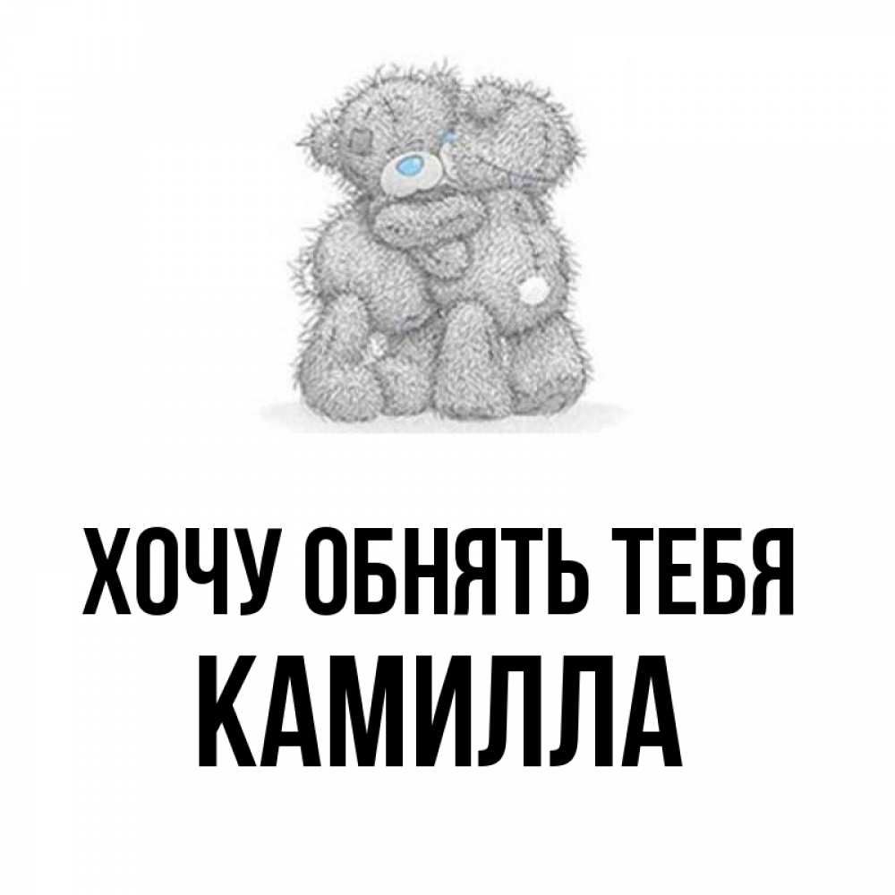 Открытка на каждый день с именем, Камилла Хочу обнять тебя два теддика Прикольная открытка с пожеланием онлайн скачать бесплатно 
