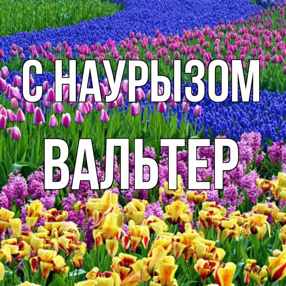 Открытка на каждый день с именем, Вальтер С наурызом цветы Прикольная открытка с пожеланием онлайн скачать бесплатно 