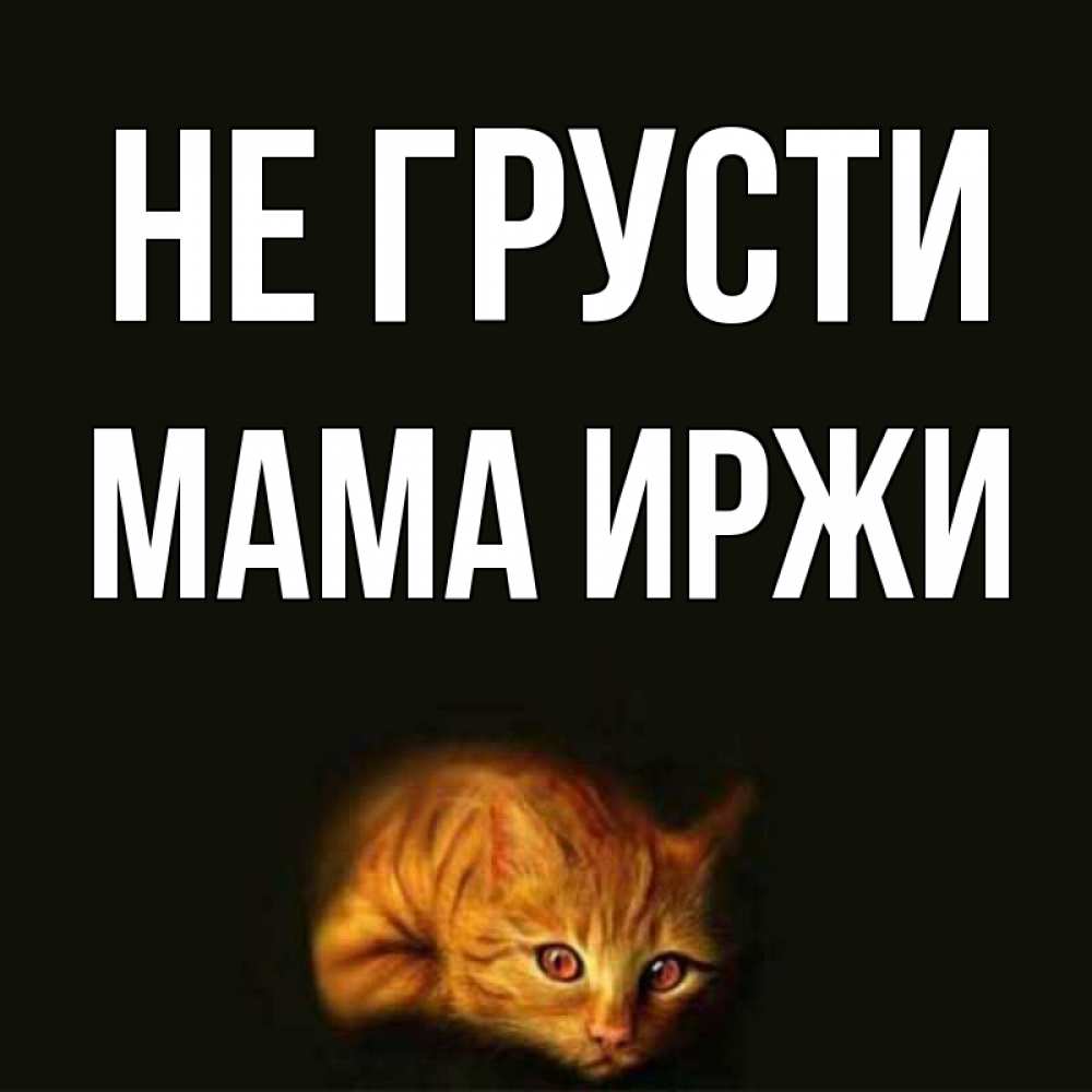 Открытка на каждый день с именем, Мама-Иржи Не грусти лежащий кот в темноте Прикольная открытка с пожеланием онлайн скачать бесплатно 