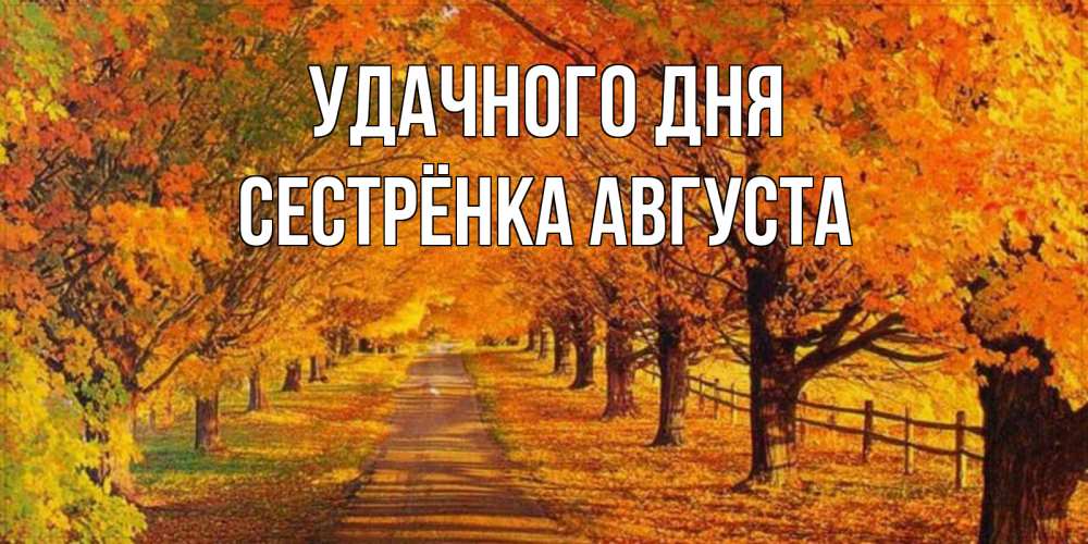 Открытка на каждый день с именем, Сестрёнка-Августа Удачного дня деревья с осенними листьями Прикольная открытка с пожеланием онлайн скачать бесплатно 