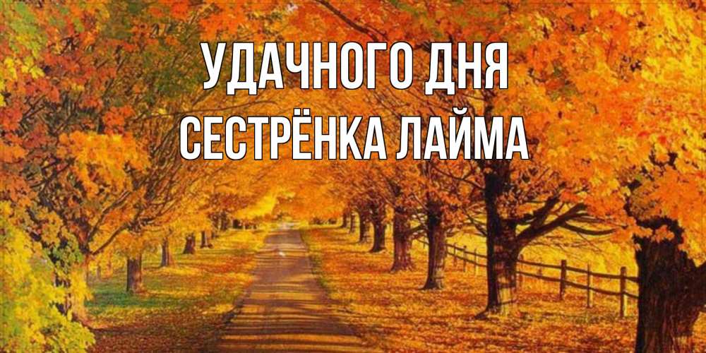 Открытка на каждый день с именем, Сестрёнка-Лайма Удачного дня деревья с осенними листьями Прикольная открытка с пожеланием онлайн скачать бесплатно 