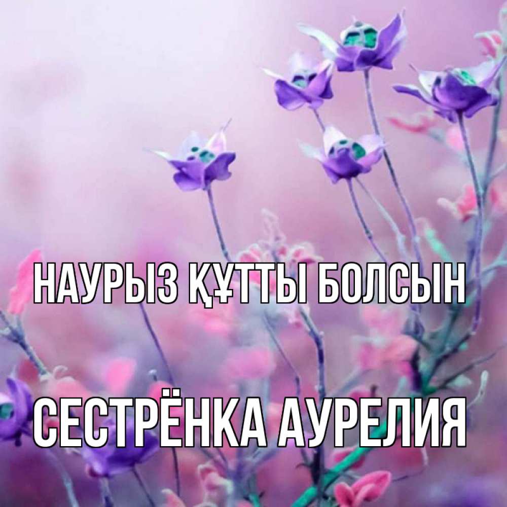 Открытка на каждый день с именем, Сестрёнка-Аурелия Наурыз құтты болсын наурыз  2 Прикольная открытка с пожеланием онлайн скачать бесплатно 