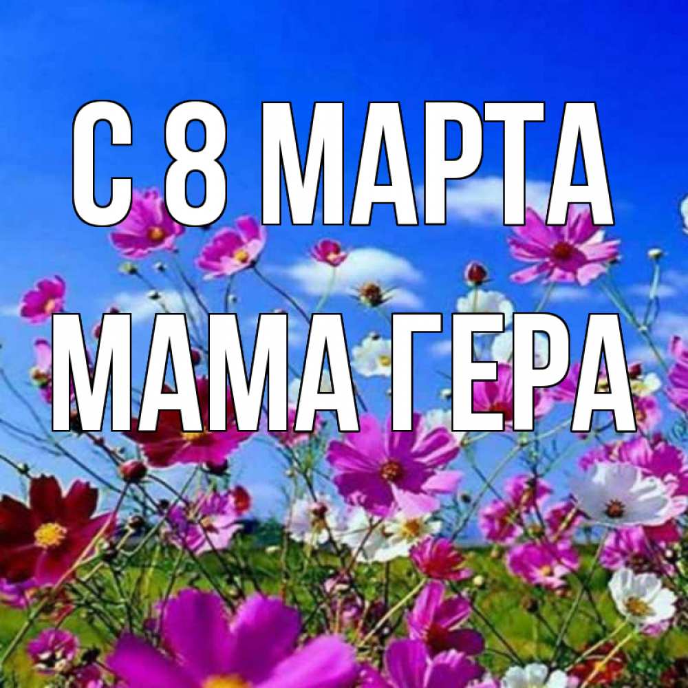 Открытка на каждый день с именем, Мама-Гера С 8 МАРТА цветы Прикольная открытка с пожеланием онлайн скачать бесплатно 