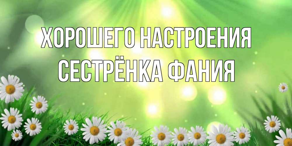 Открытка на каждый день с именем, Сестрёнка-Фания Хорошего настроения открытка с ромашками и солнечными лучами Прикольная открытка с пожеланием онлайн скачать бесплатно 