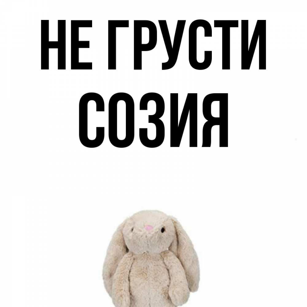 Открытка на каждый день с именем, Созия Не грусти детская игрушка зайчика Прикольная открытка с пожеланием онлайн скачать бесплатно 