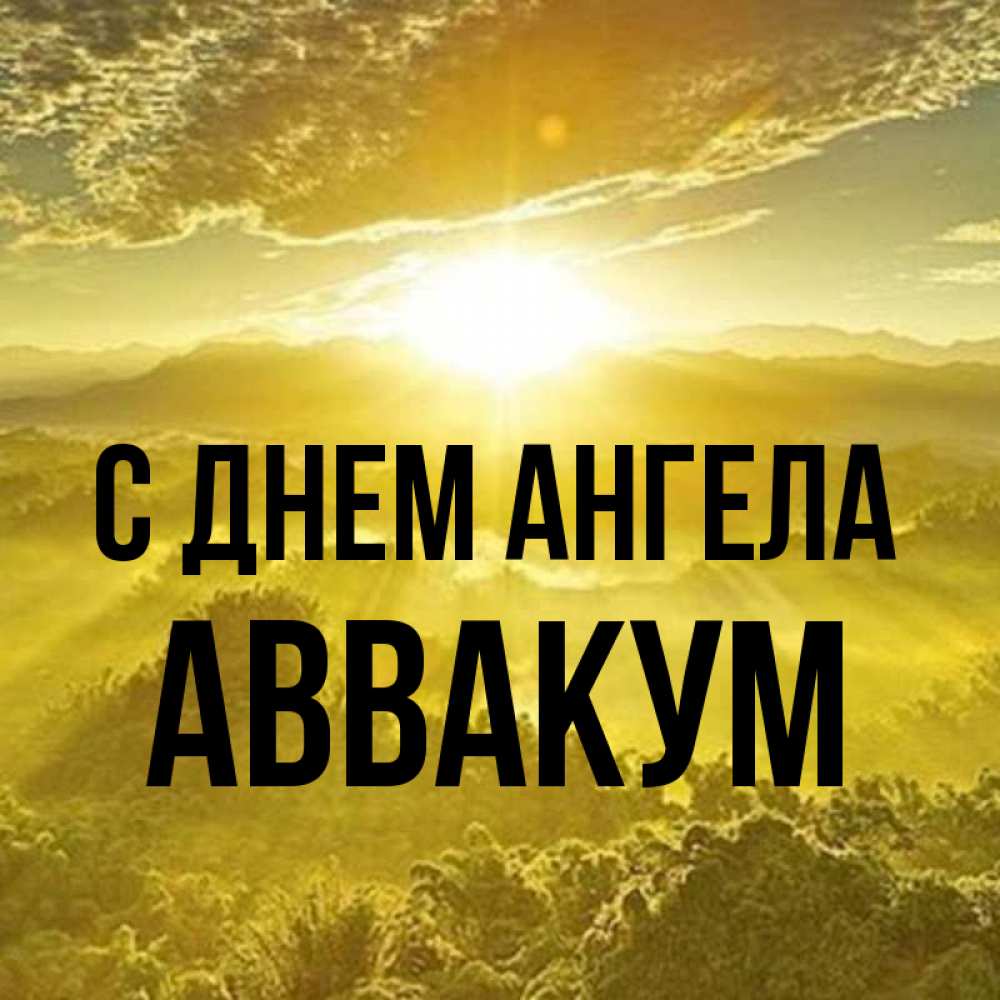 Открытка на каждый день с именем, Аввакум С днем ангела леса и небо в желтом Прикольная открытка с пожеланием онлайн скачать бесплатно 