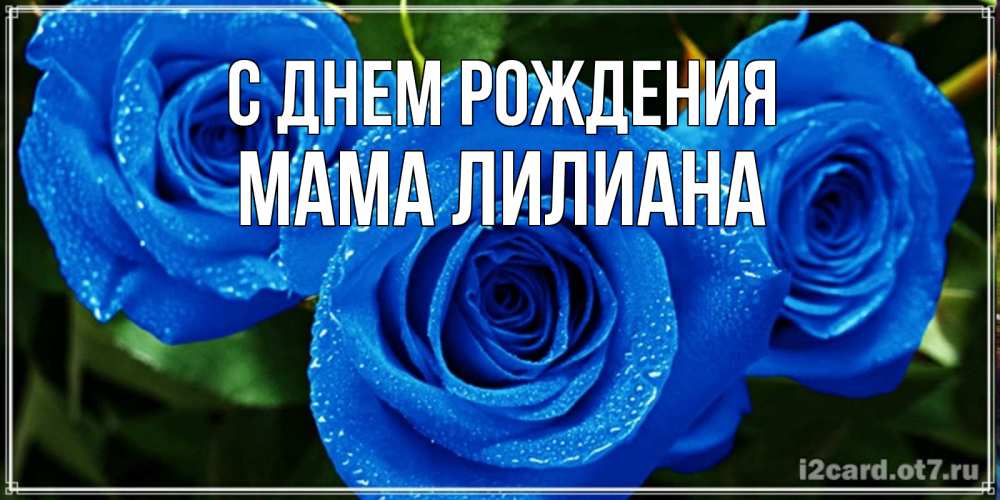 Открытка на каждый день с именем, Мама-Лилиана С днем рождения розы с синим цветом Прикольная открытка с пожеланием онлайн скачать бесплатно 