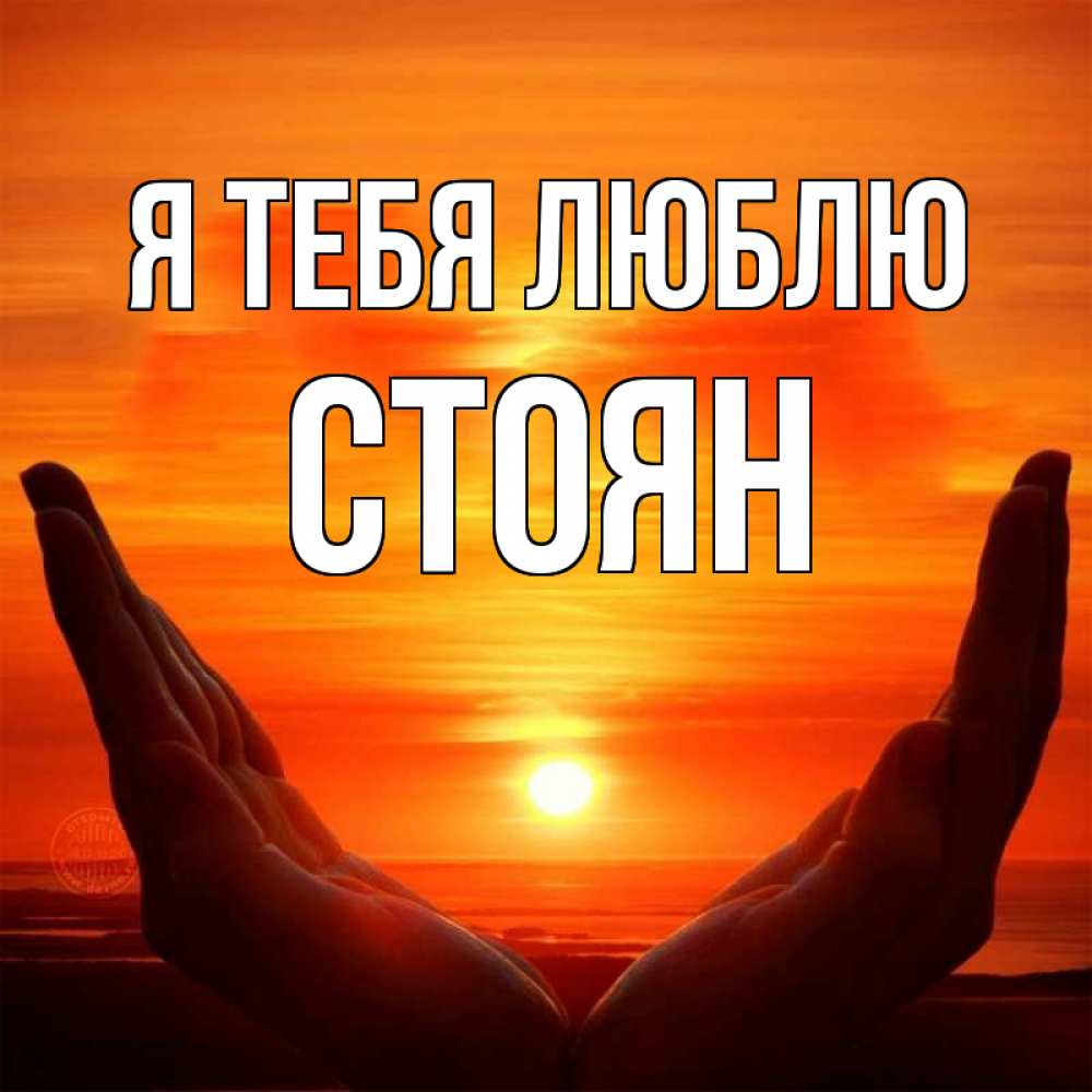 Открытка на каждый день с именем, Стоян Я тебя люблю в руках Прикольная открытка с пожеланием онлайн скачать бесплатно 