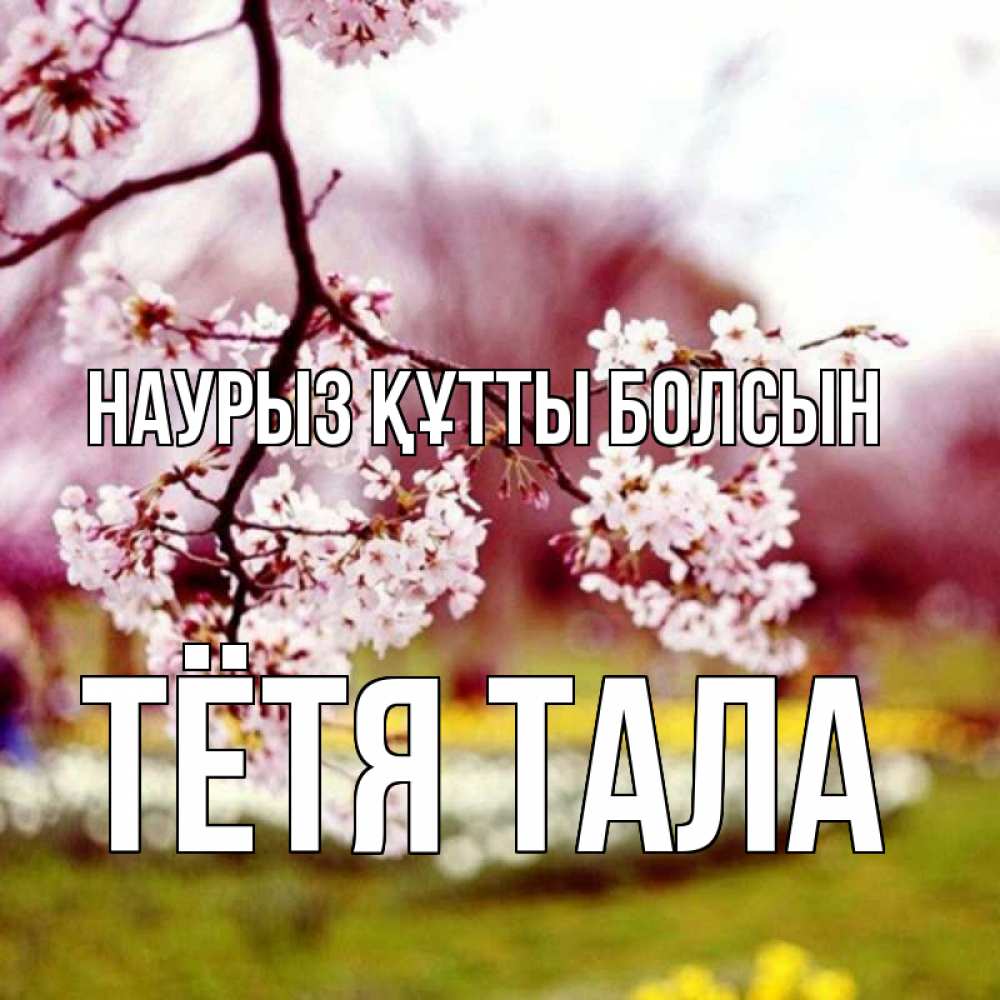 Открытка на каждый день с именем, Тётя-Тала Наурыз құтты болсын яблоня Прикольная открытка с пожеланием онлайн скачать бесплатно 