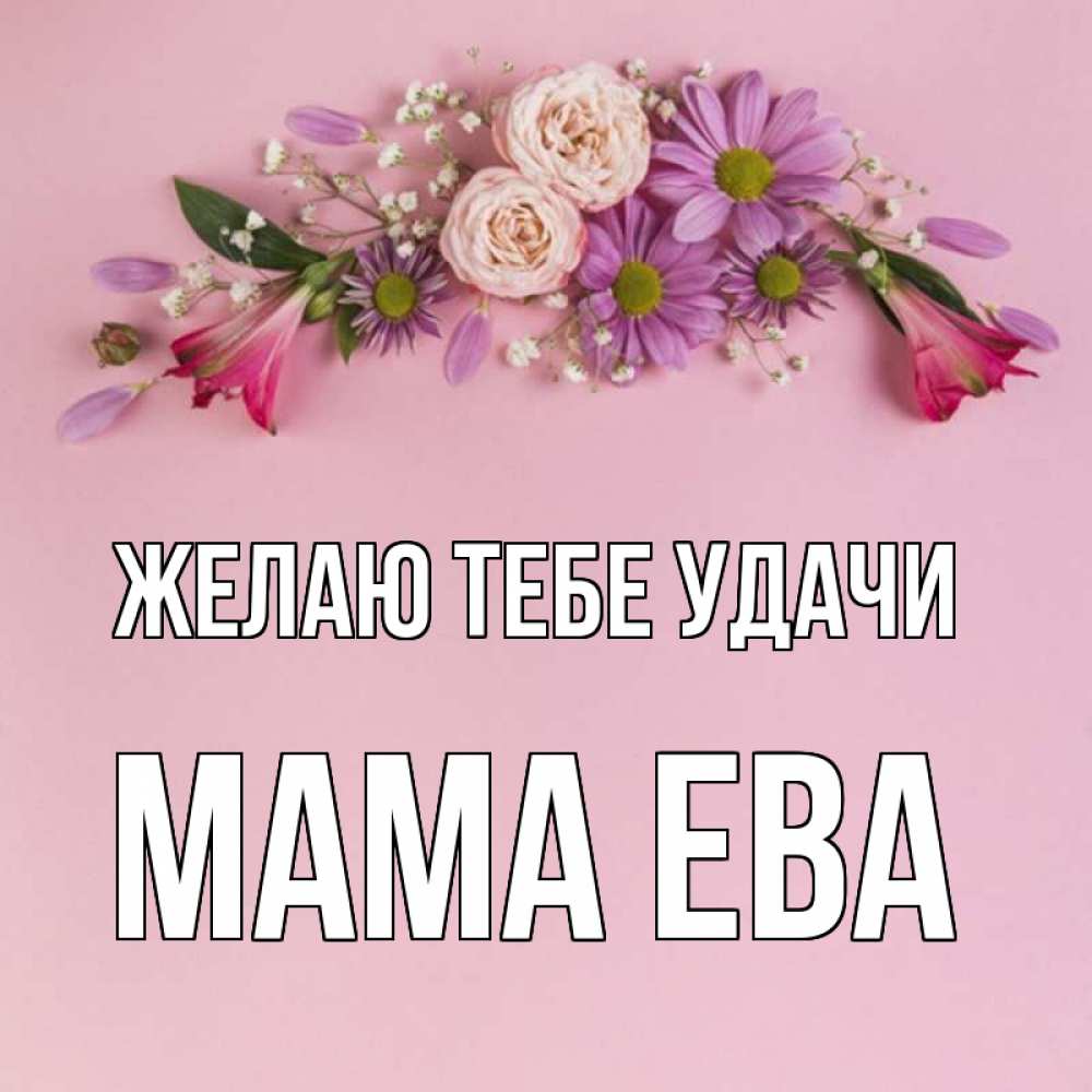 Открытка на каждый день с именем, Мама-Ева Желаю тебе удачи розовый фон Прикольная открытка с пожеланием онлайн скачать бесплатно 