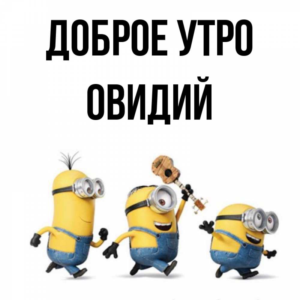 Открытка на каждый день с именем, Овидий Доброе утро миньоны и прекрасное утро Прикольная открытка с пожеланием онлайн скачать бесплатно 