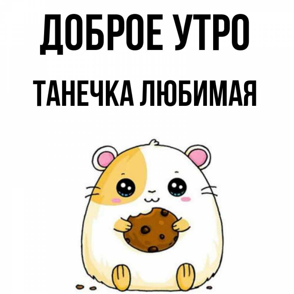 Открытка на каждый день с именем, Танечка-любимая Доброе утро есть печеньку. Утречко Прикольная открытка с пожеланием онлайн скачать бесплатно 