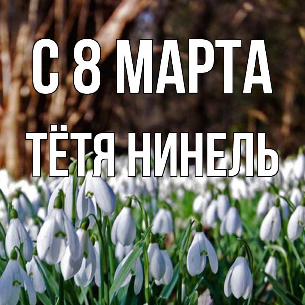 Открытка на каждый день с именем, Тётя-Нинель С 8 марта с подснежниками 1 Прикольная открытка с пожеланием онлайн скачать бесплатно 