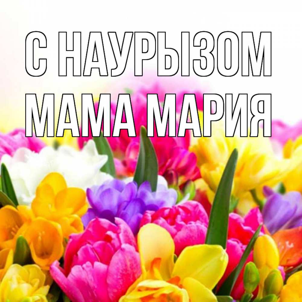 Открытка на каждый день с именем, Мама-Мария С наурызом тюльпаны Прикольная открытка с пожеланием онлайн скачать бесплатно 