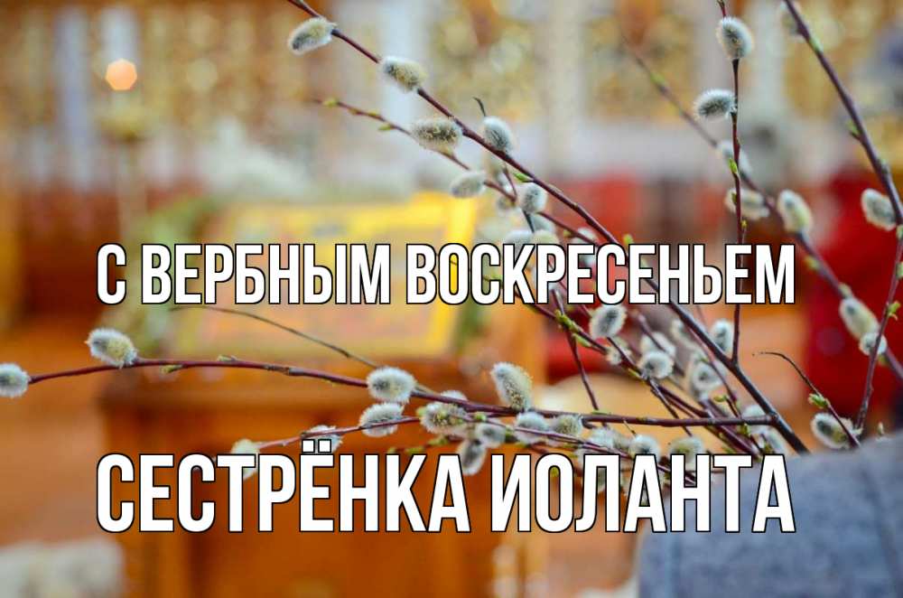 Открытка на каждый день с именем, Сестрёнка-Иоланта С вербным воскресеньем верба Прикольная открытка с пожеланием онлайн скачать бесплатно 