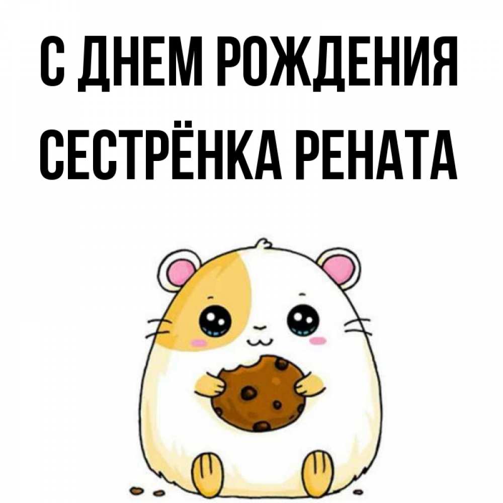 Открытка на каждый день с именем, Сестрёнка-Рената С днем рождения с днюхой Прикольная открытка с пожеланием онлайн скачать бесплатно 