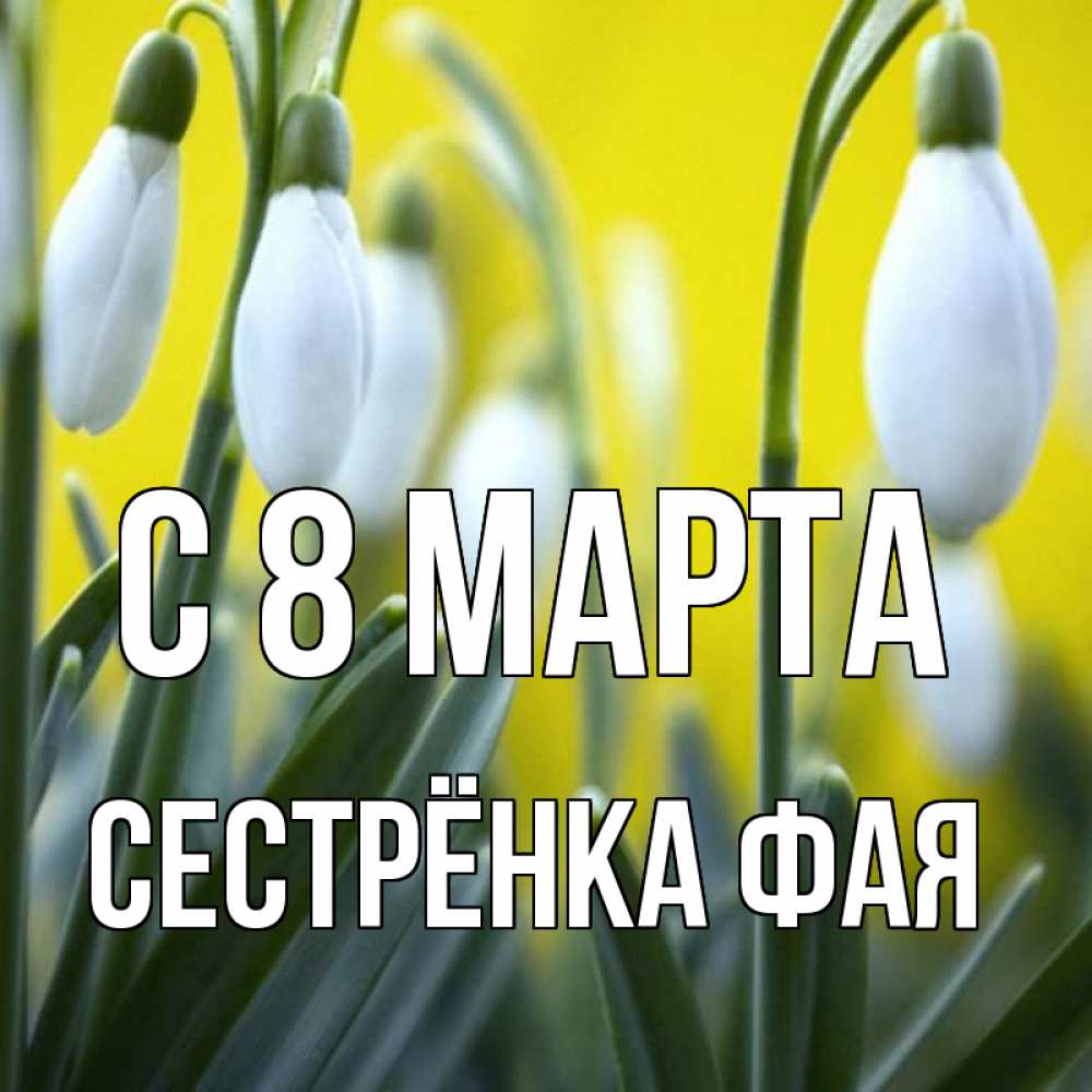 Открытка на каждый день с именем, Сестрёнка-Фая С 8 МАРТА весенние цветы Прикольная открытка с пожеланием онлайн скачать бесплатно 