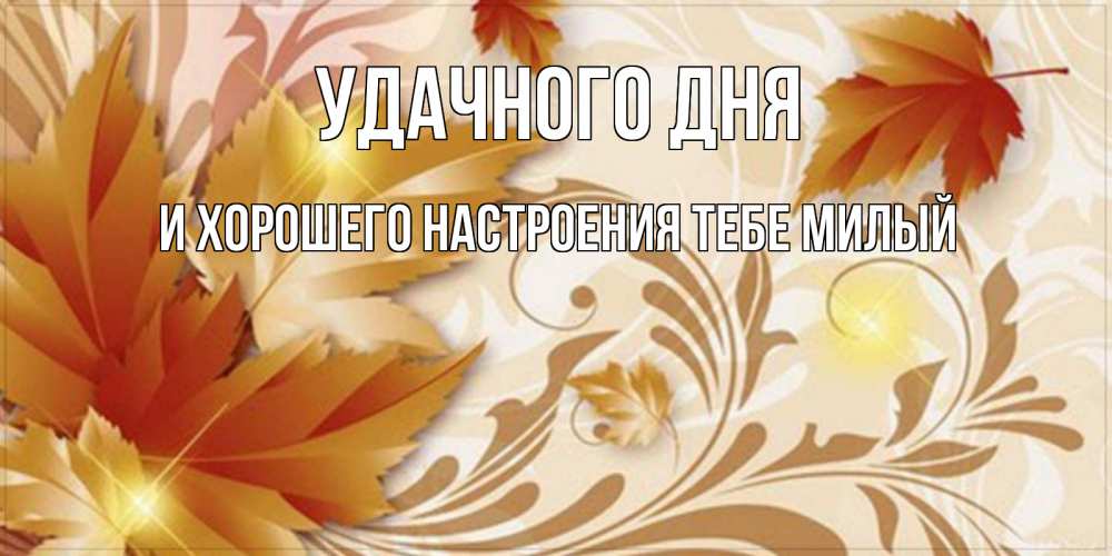 Открытка на каждый день с именем, И-ХОРОШЕГО-НАСТРОЕНИЯ-ТЕБЕ-МИЛЫЙ Удачного дня листики и осеннее настроение Прикольная открытка с пожеланием онлайн скачать бесплатно 