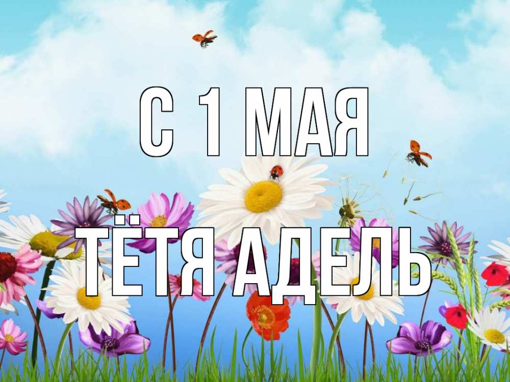 Открытка на каждый день с именем, Тётя-Адель С 1 мая С 1 мая Прикольная открытка с пожеланием онлайн скачать бесплатно 