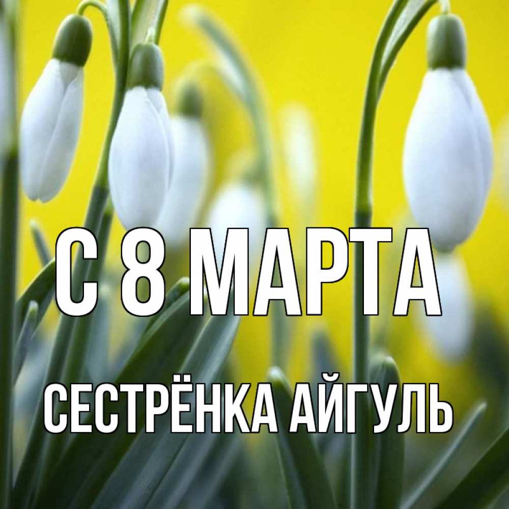 Открытка на каждый день с именем, Сестрёнка-Айгуль С 8 марта весенние цветы Прикольная открытка с пожеланием онлайн скачать бесплатно 