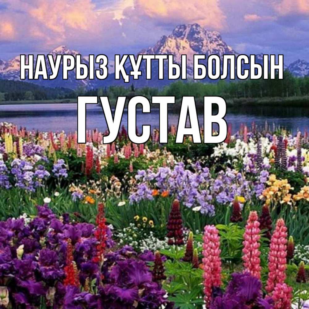 Открытка на каждый день с именем, Густав Наурыз құтты болсын наурыз Прикольная открытка с пожеланием онлайн скачать бесплатно 
