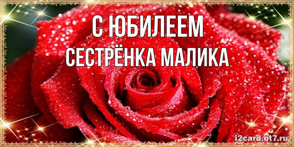 Открытка на каждый день с именем, Сестрёнка-Малика С юбилеем роса и роза. открытка с красивой розой Прикольная открытка с пожеланием онлайн скачать бесплатно 