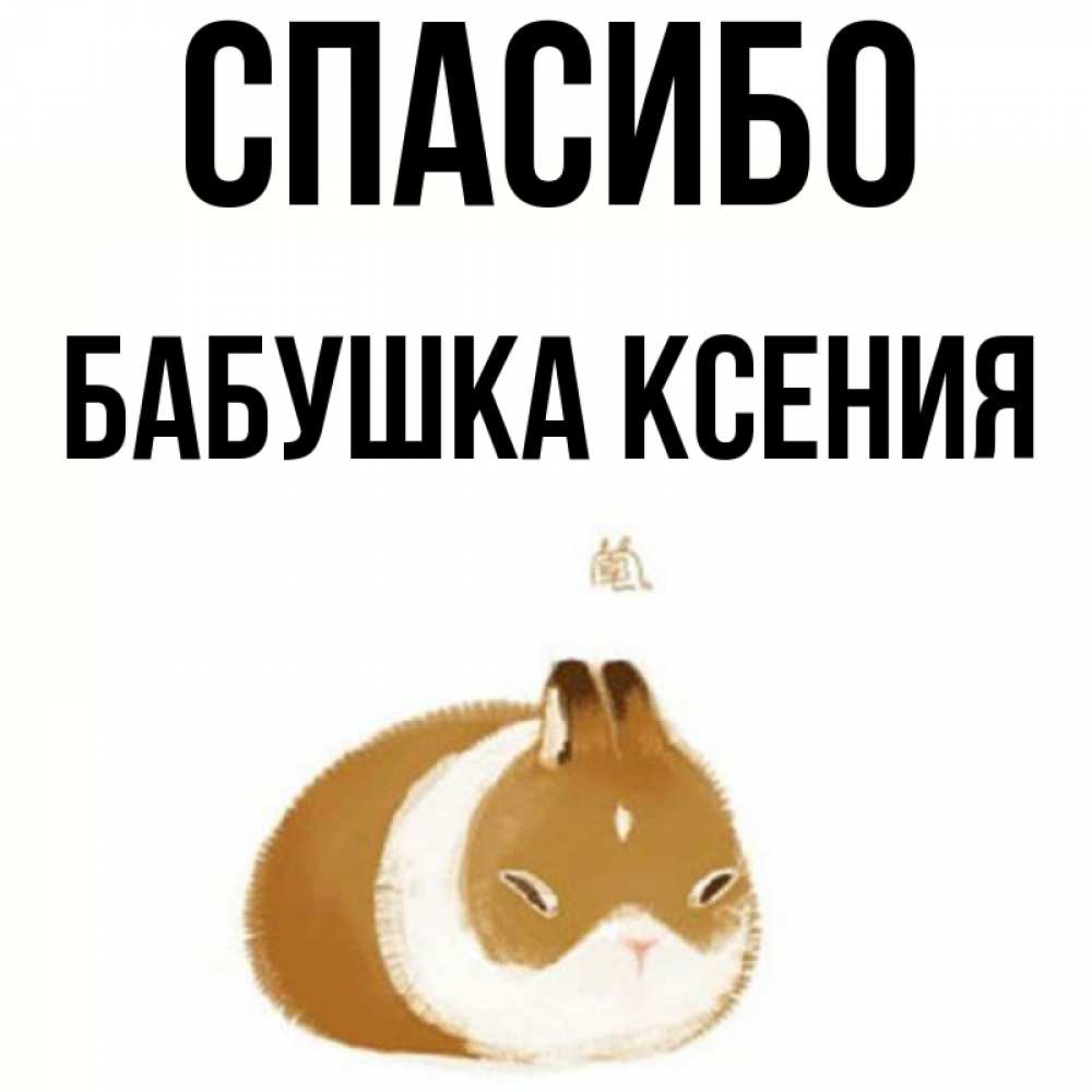 Открытка на каждый день с именем, Бабушка-Ксения Спасибо коричнево белый домашний питомец Прикольная открытка с пожеланием онлайн скачать бесплатно 