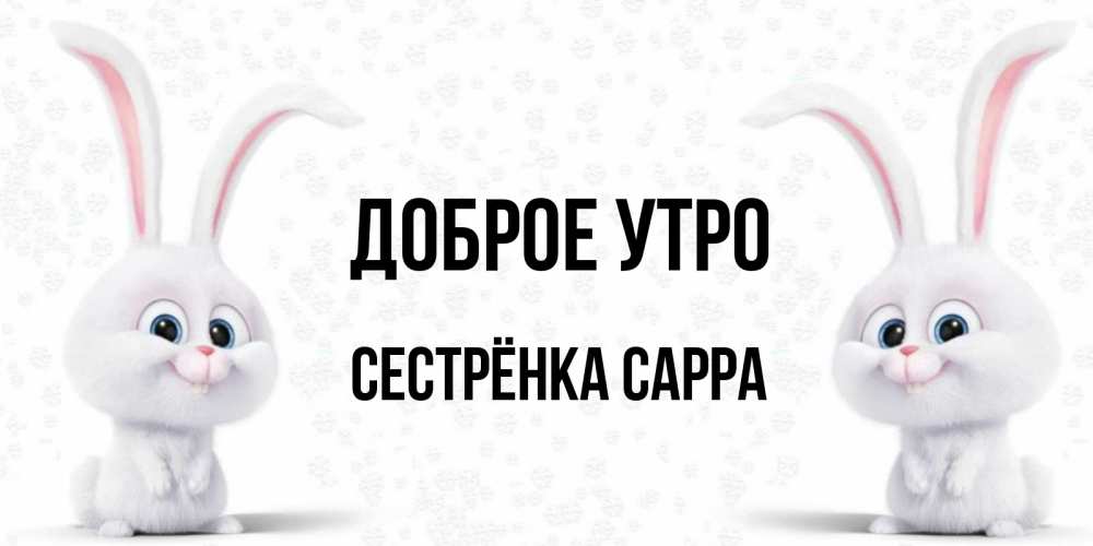 Открытка на каждый день с именем, Сестрёнка-Сарра Доброе утро кролики с длинными ушками Прикольная открытка с пожеланием онлайн скачать бесплатно 