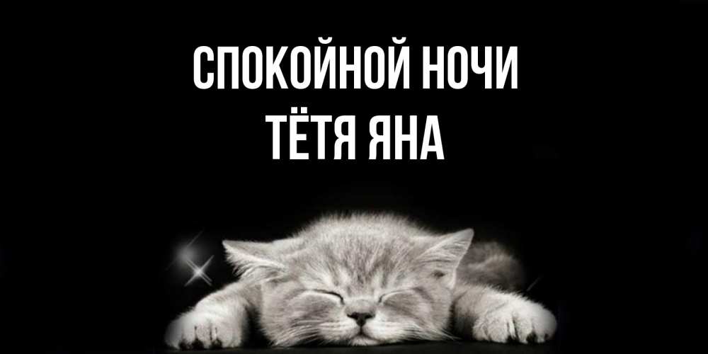 Открытка на каждый день с именем, Тётя-Яна Спокойной ночи спящий котик Прикольная открытка с пожеланием онлайн скачать бесплатно 