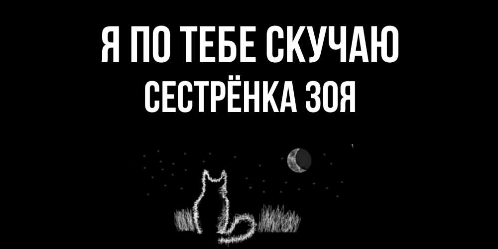 Открытка на каждый день с именем, Сестрёнка-Зоя Я по тебе скучаю кот Прикольная открытка с пожеланием онлайн скачать бесплатно 