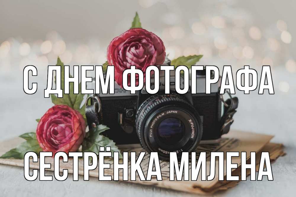 Открытка на каждый день с именем, Сестрёнка-Милена С днем фотографа с днем фотографа Прикольная открытка с пожеланием онлайн скачать бесплатно 