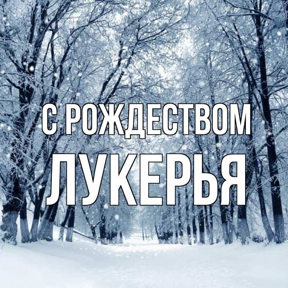 Открытка на каждый день с именем, Лукерья С рождеством снег, лес, парк Прикольная открытка с пожеланием онлайн скачать бесплатно 