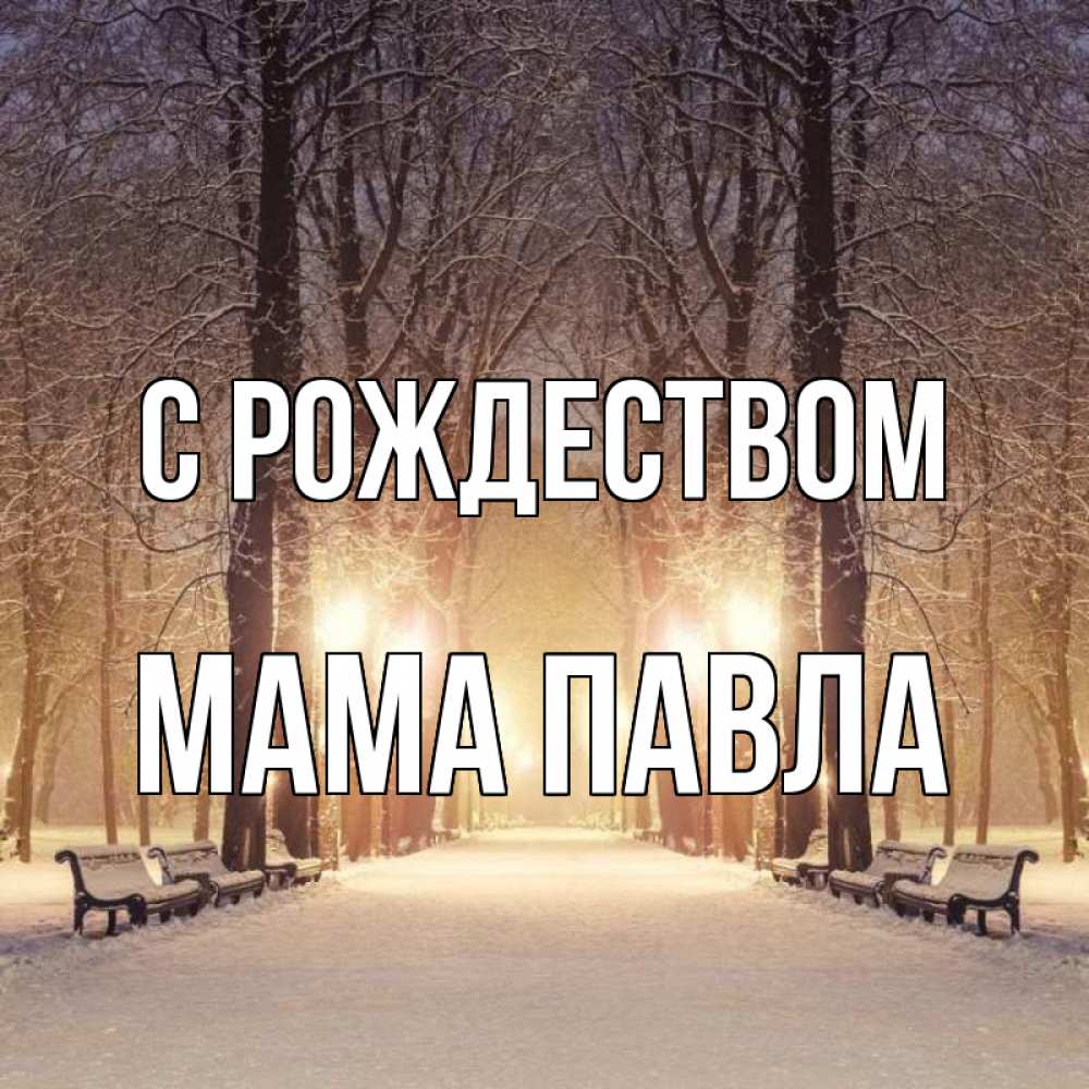 Открытка на каждый день с именем, Мама-Павла С рождеством зима, парк, фонарь, лес Прикольная открытка с пожеланием онлайн скачать бесплатно 