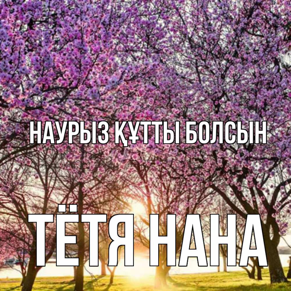 Открытка на каждый день с именем, Тётя-Нана Наурыз құтты болсын наурыз Прикольная открытка с пожеланием онлайн скачать бесплатно 