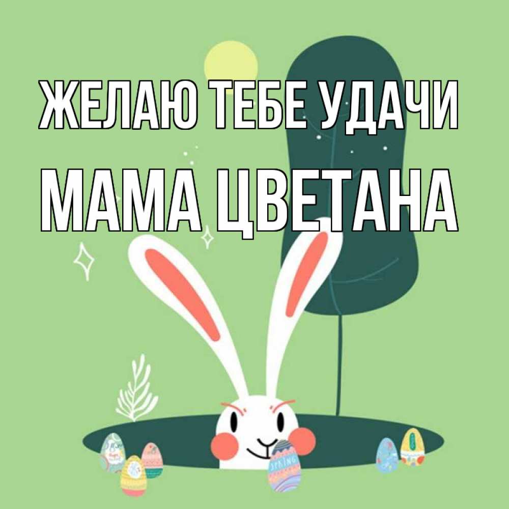 Открытка на каждый день с именем, Мама-Цветана Желаю тебе удачи заяц Прикольная открытка с пожеланием онлайн скачать бесплатно 